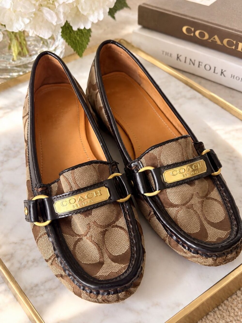 Coach Felisha Signature C Driving Loafers Brown Women’s 8
